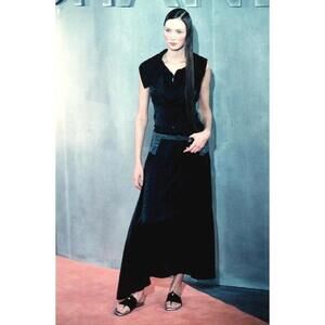 Vintage 1999 Chanel 99P Cotton Long Maxi Skirt Black FR-38/36 US-4 Slits